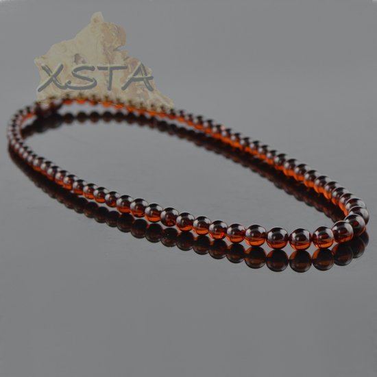 Amber necklace for adults mix round cherry